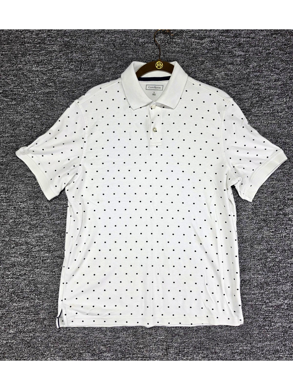 Club Room White/Black Cotton Blend Polka Dot Polo Shirt SS Men’s S